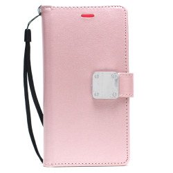 Galaxy Note 10+ (Plus) Multi Pockets Folio Flip Leather Wallet Case with Strap (Rose Gold)